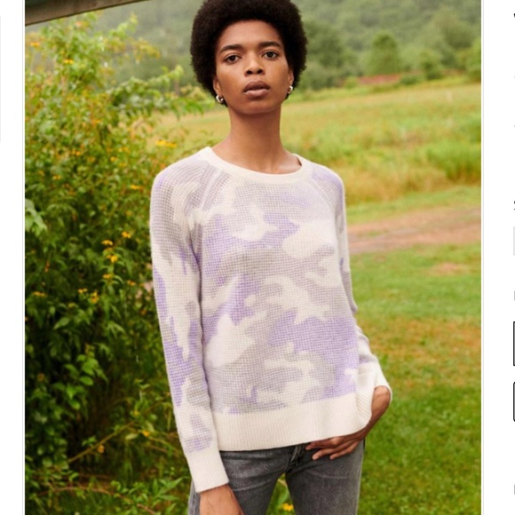 WHITE + WARREN Camo Print Cashmere Thermal Sweatshirt NWOT/sz S - Picture 1 of 14